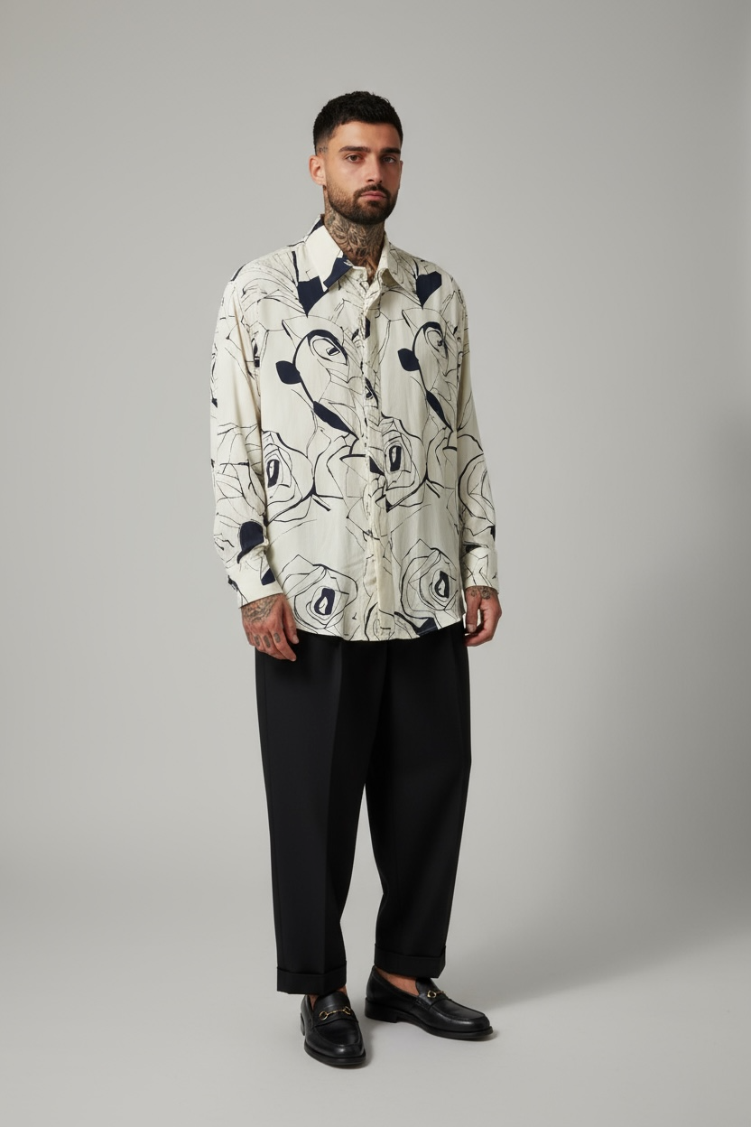 Camisa Yves (Rosas BN Seda)